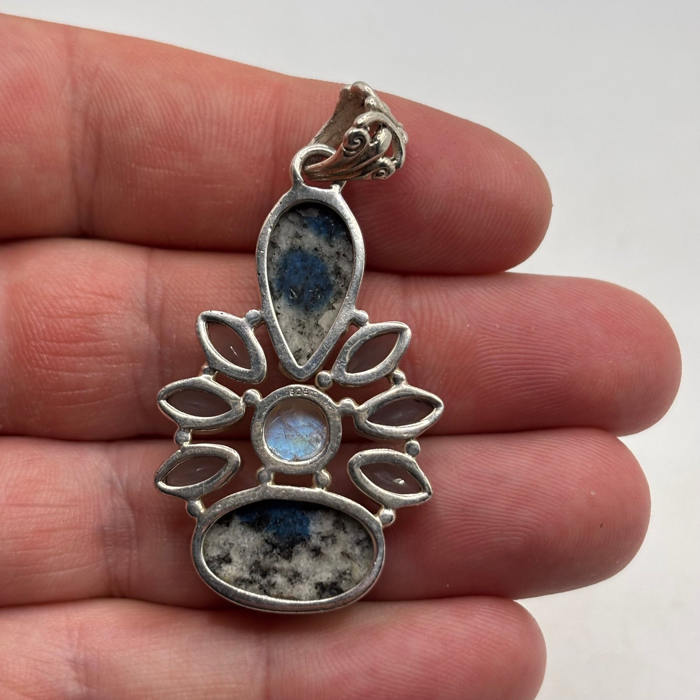 Silver Jasper & Mixed Gem Pendant