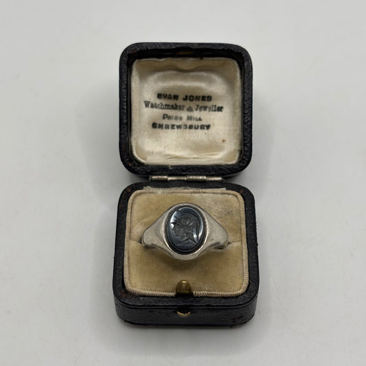 Silver Hematite Gladiator Signet Ring (U)