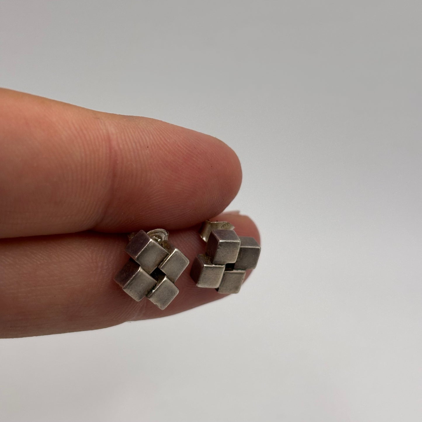 Silver Cube Earrings