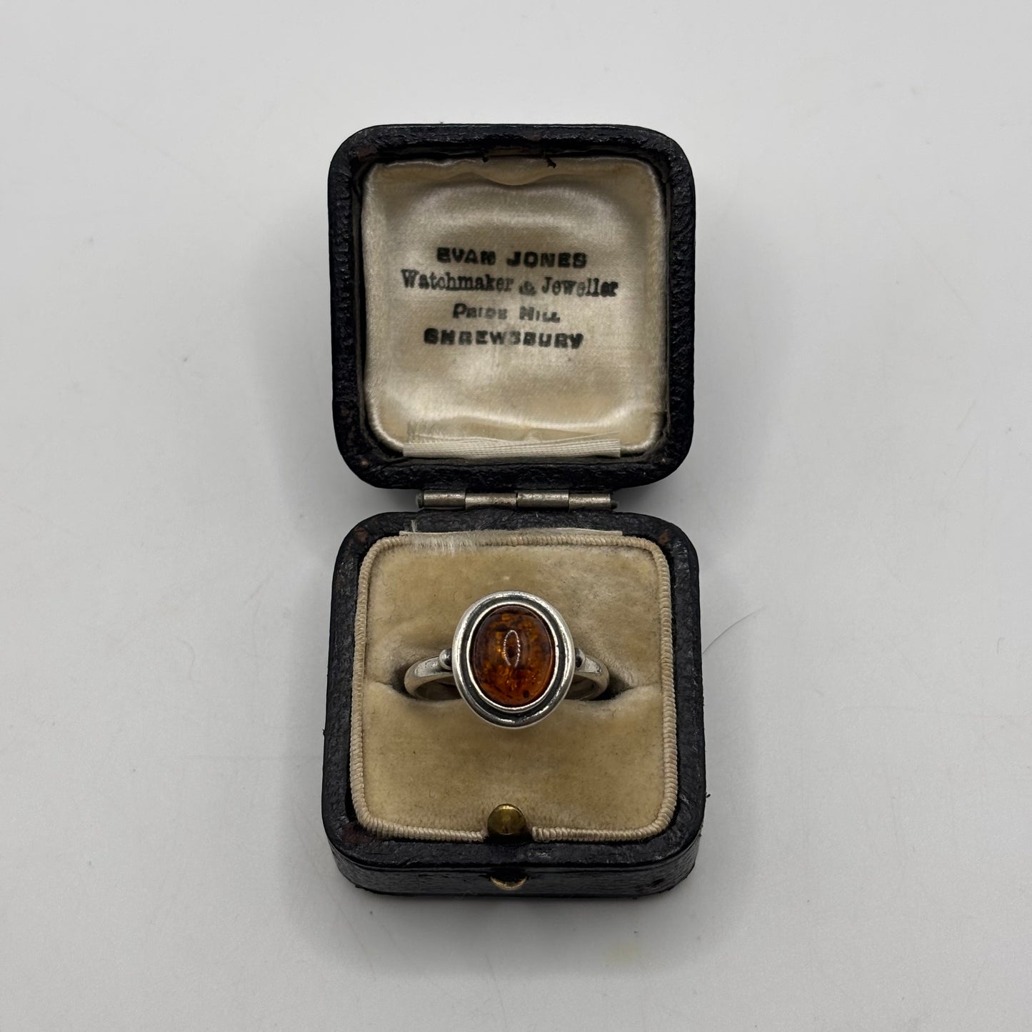Silver Amber Ring
