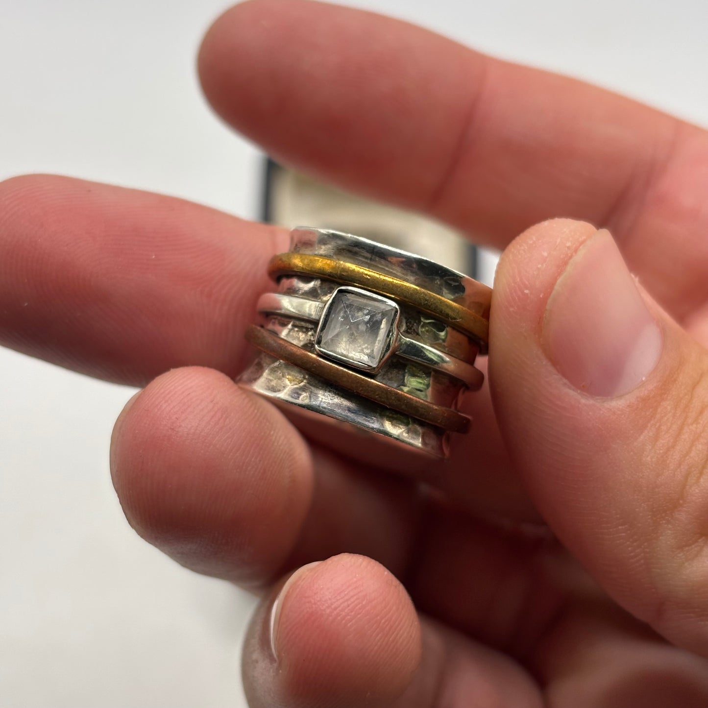 Silver Moonstone Spinner Ring (N)
