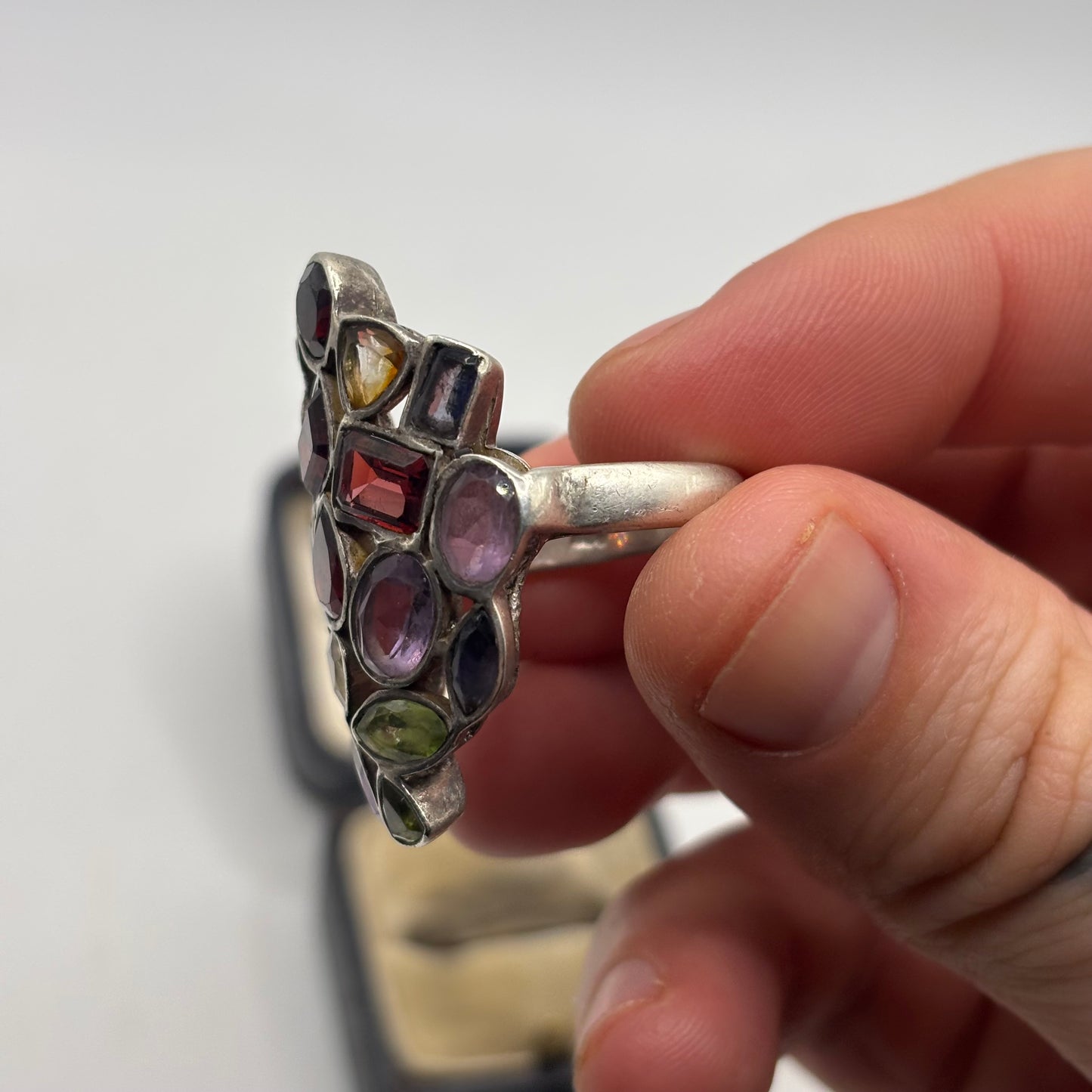 Silver Large Mixed Gem Ring (P)