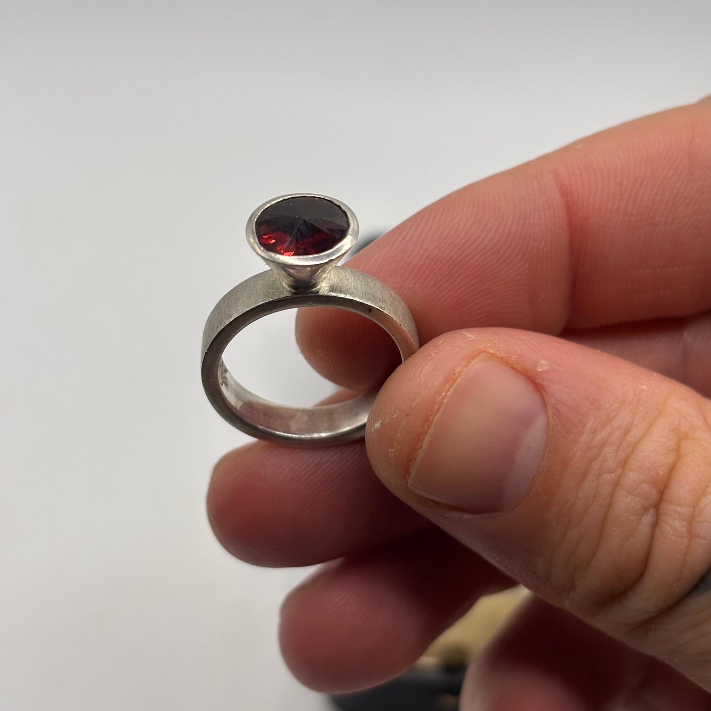 Silver Garnet Ring