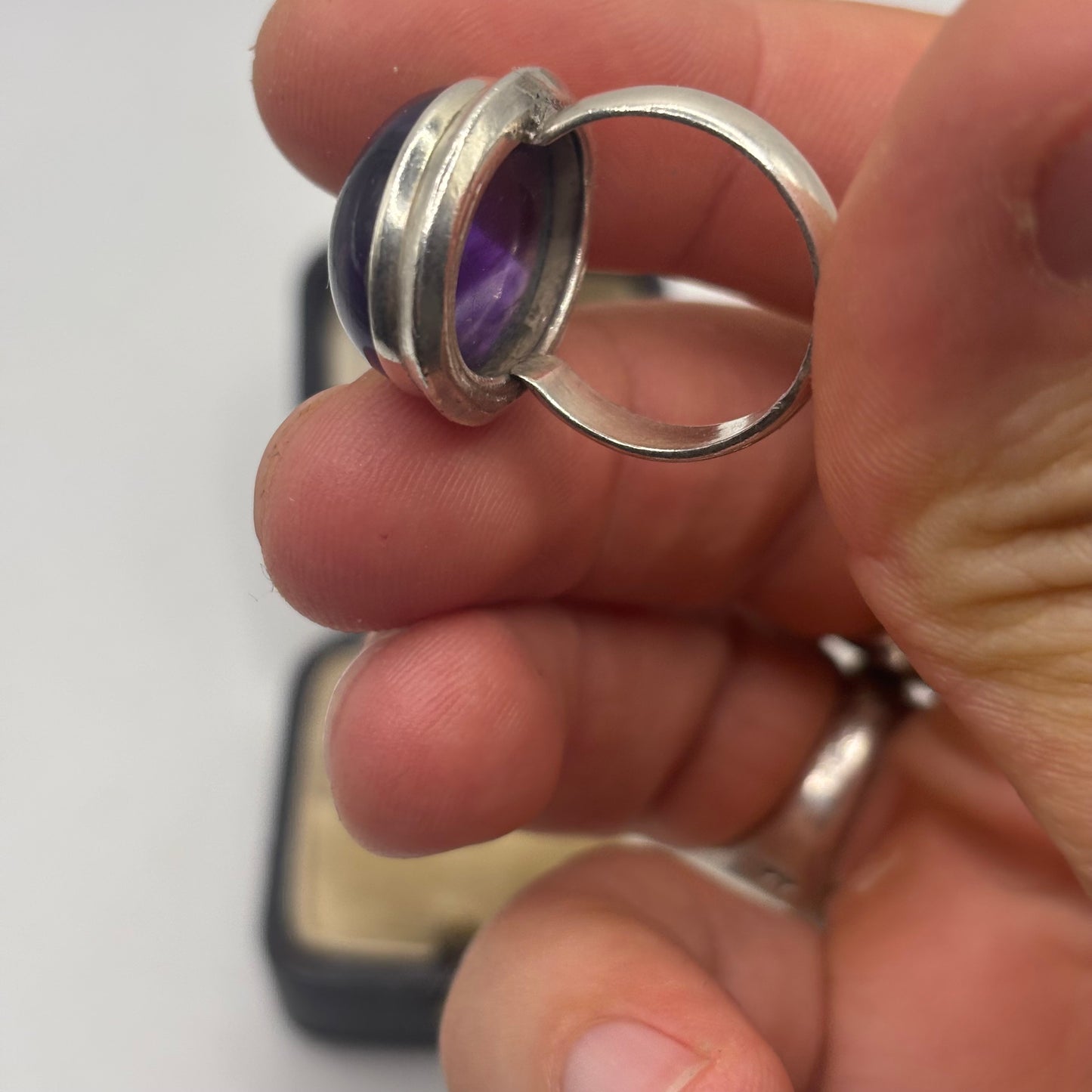 Silver Chunky Amethyst Ring