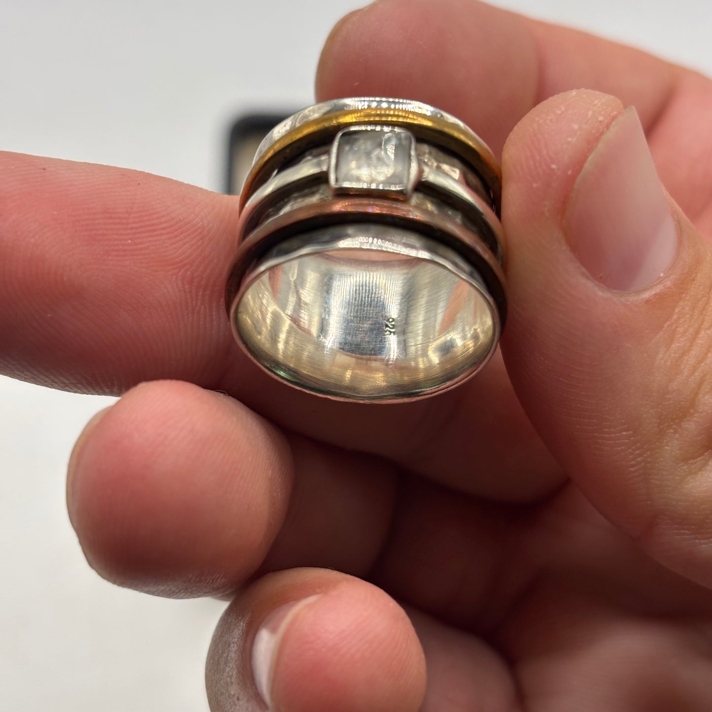 Silver Moonstone Spinner Ring (N)