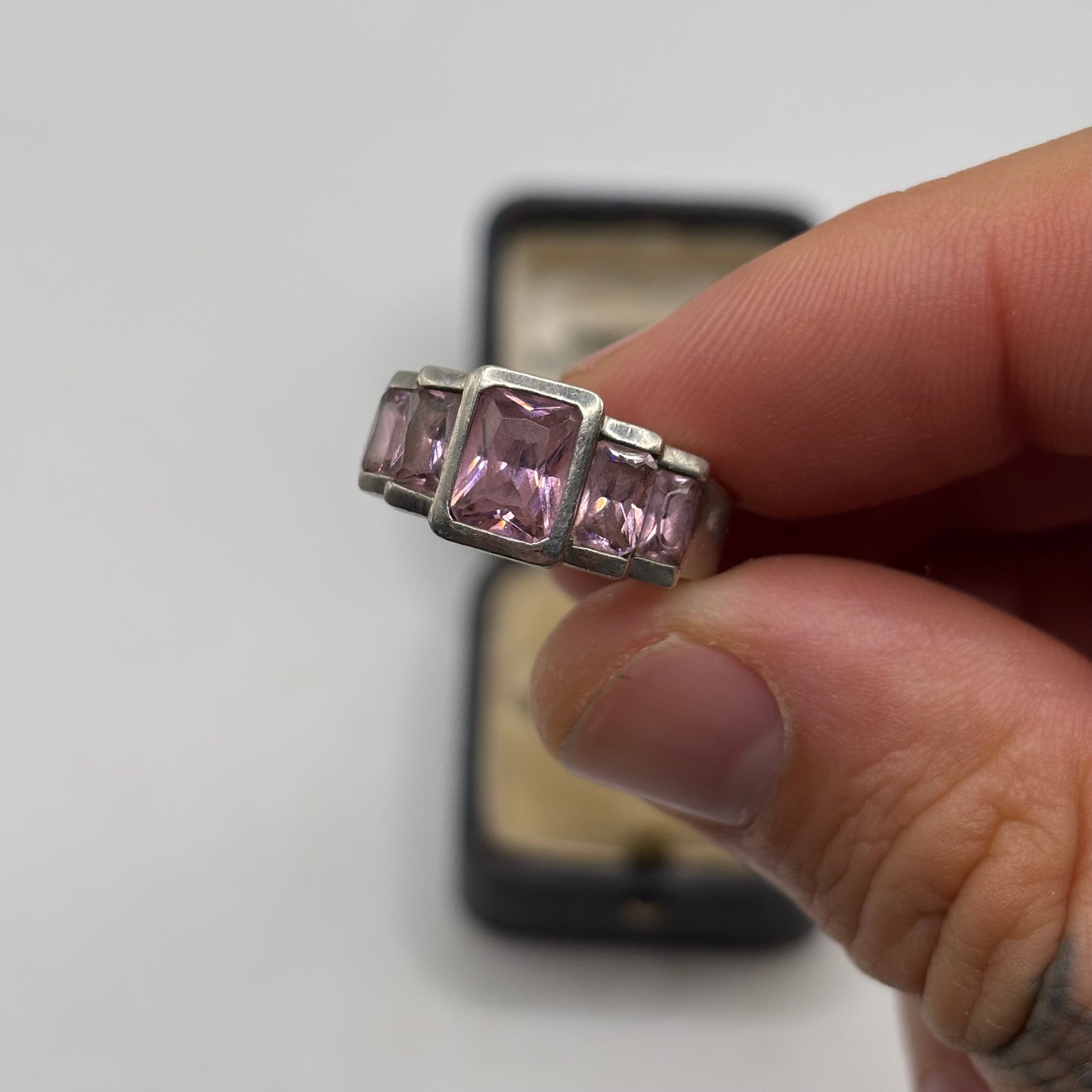 Silver Pink Cubic Zirconia Ring