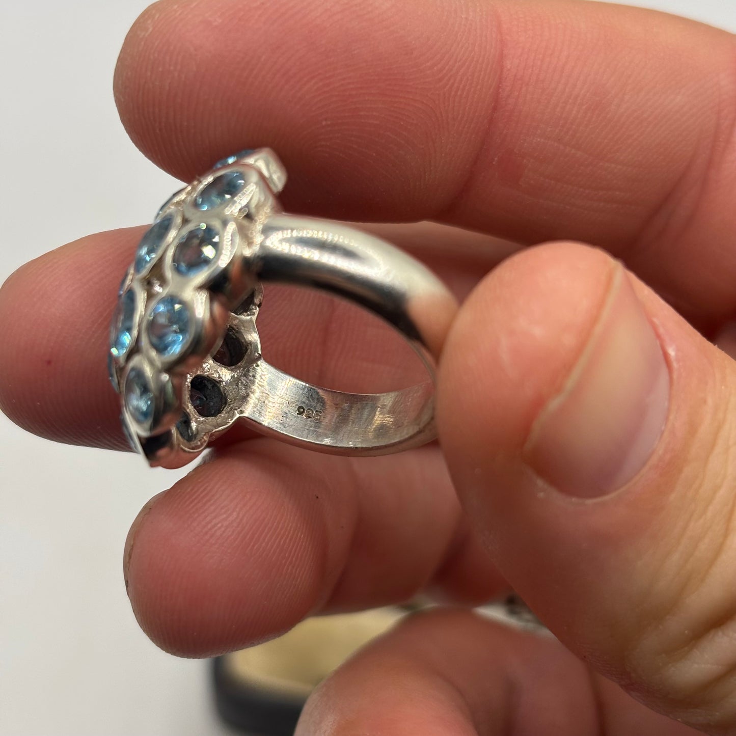 Silver Heavy Blue Topaz Ring (O)
