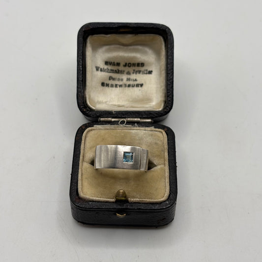 Silver Blue Topaz Modernist Ring