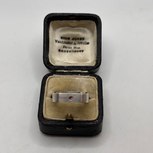 Silver Abstract Pink Stoned Ring