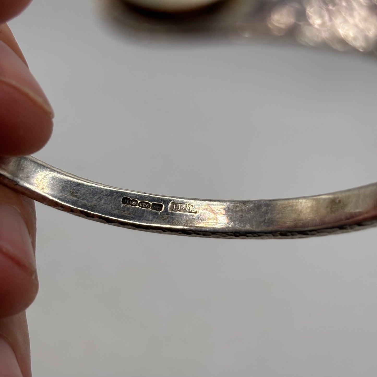 Silver Hammered Moonstone Cuff Bracelet