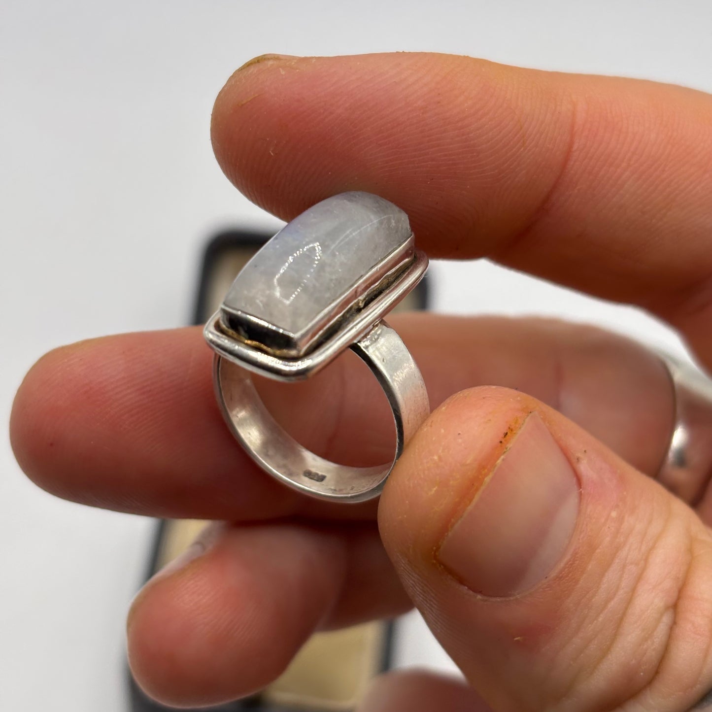 Silver Chunky Moonstone Ring