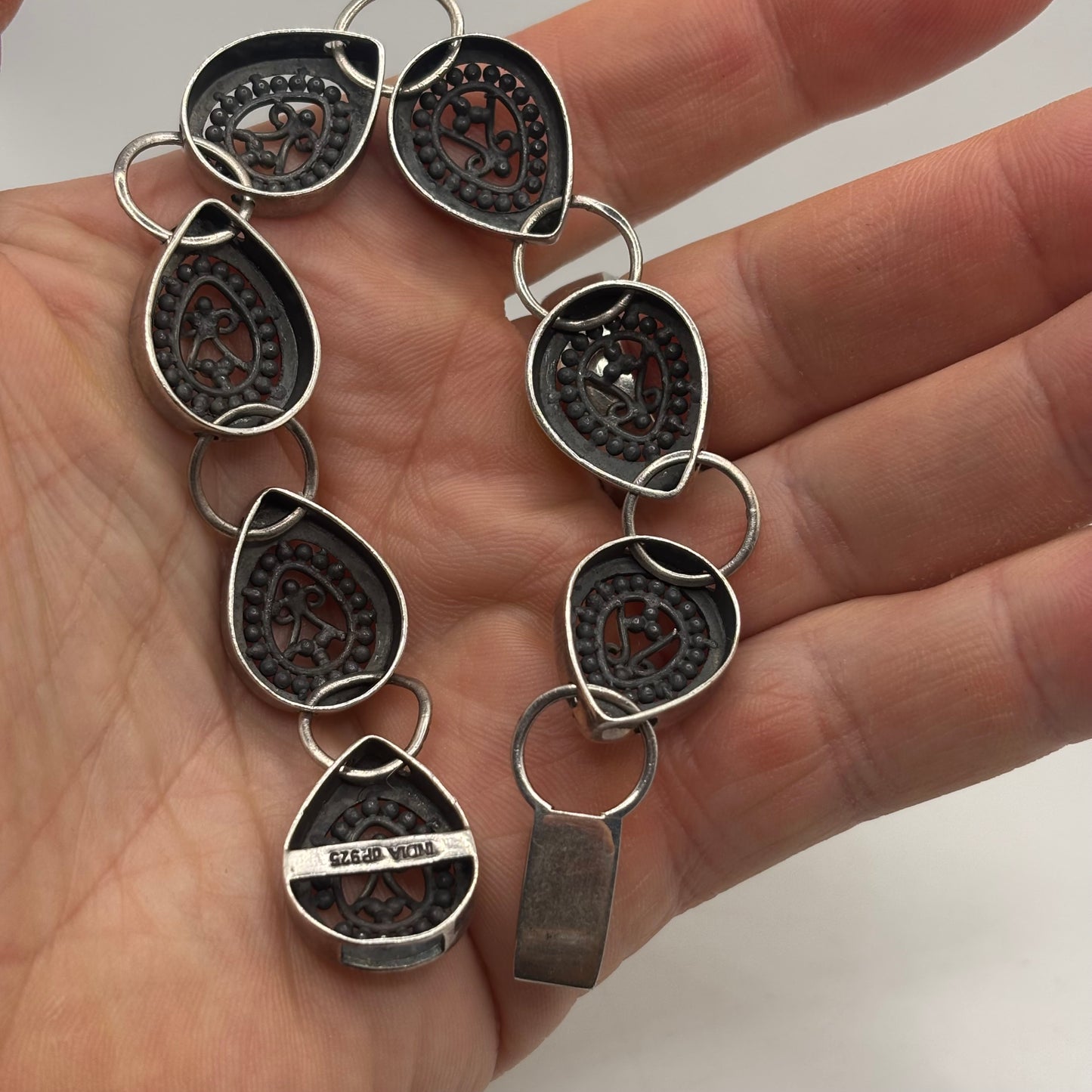 Silver 7” Indian Detailed Bracelet