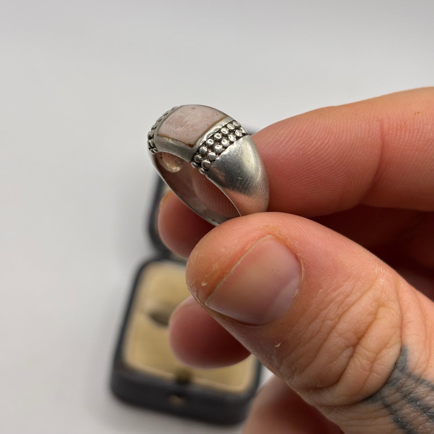 Silver Pearl Band Ring