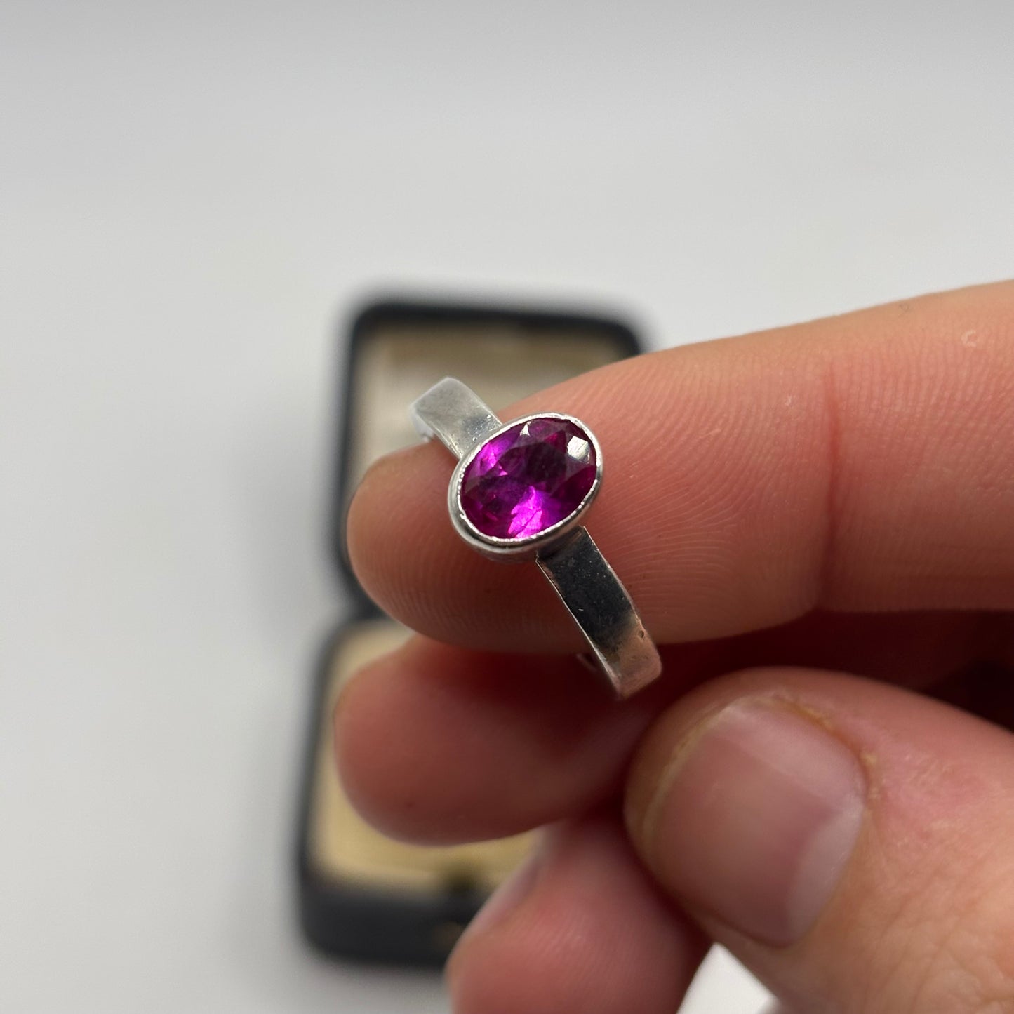 Silver Pink Stone Ring (N)