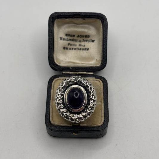 Silver Heavy Unsual Amethyst Ring (M)