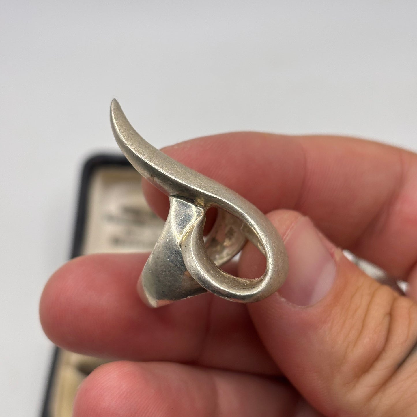 Silver Large Abstract Ring (O)