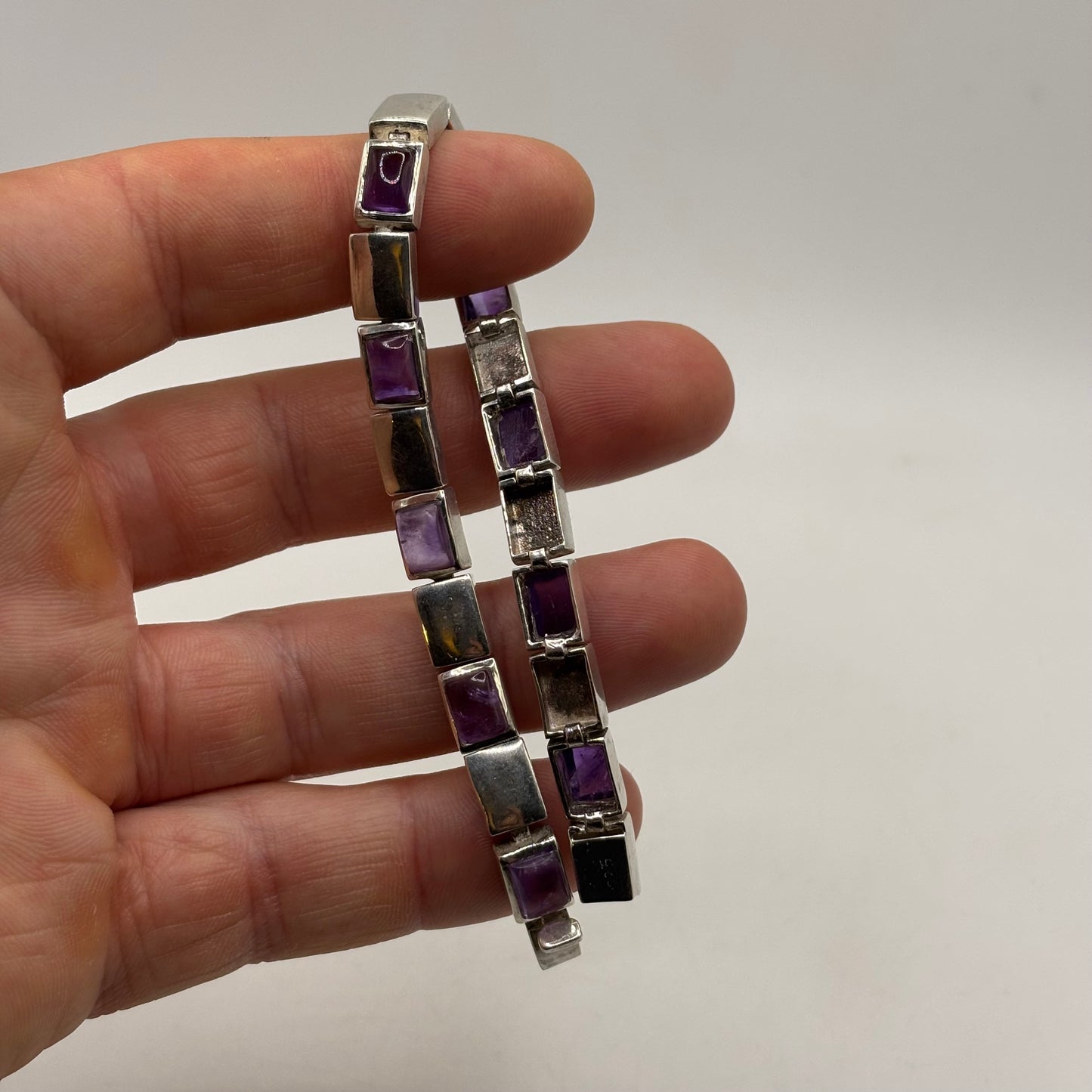 Silver 7” Amethyst Bracelet