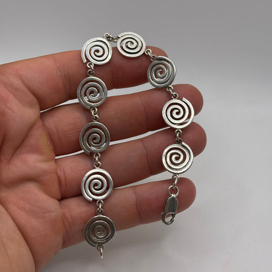 Silver 7.5” Swirl Bracelet