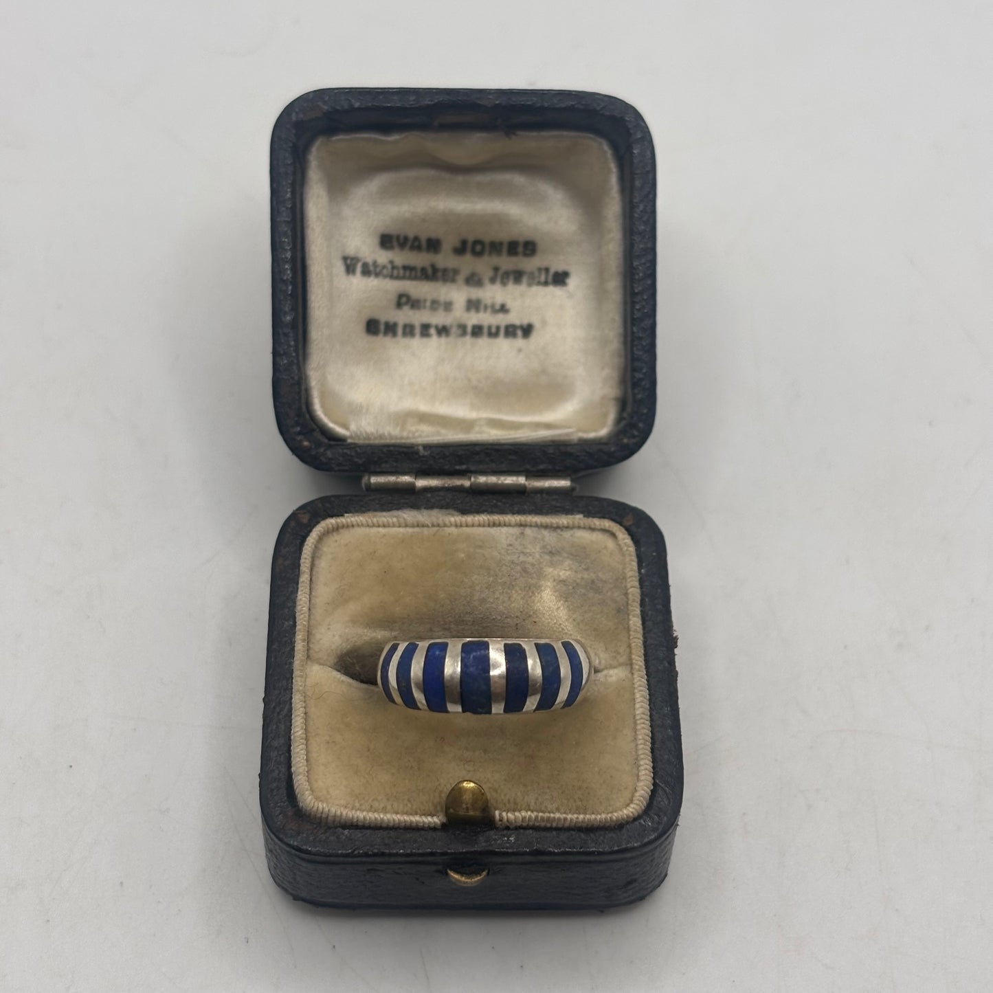 Silver Lapis Inlayed Ring (L)