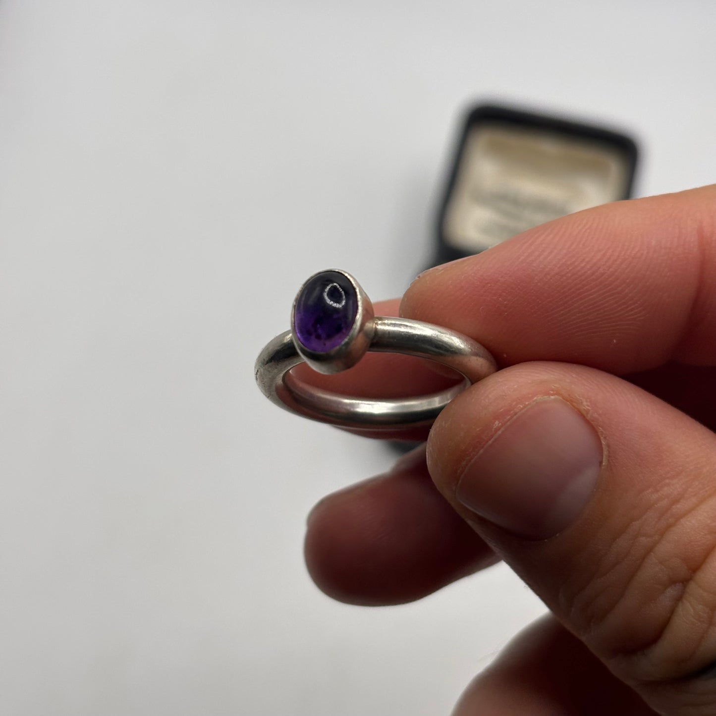 Silver Chunky Amethyst Ring