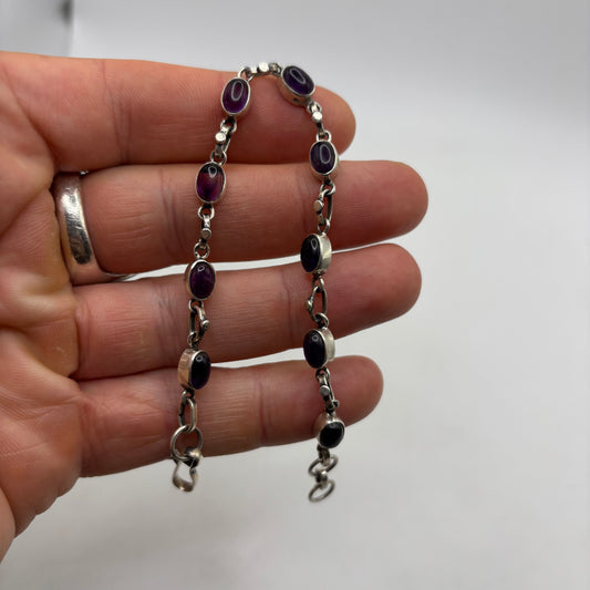 Silver 8” Amethyst Bracelet