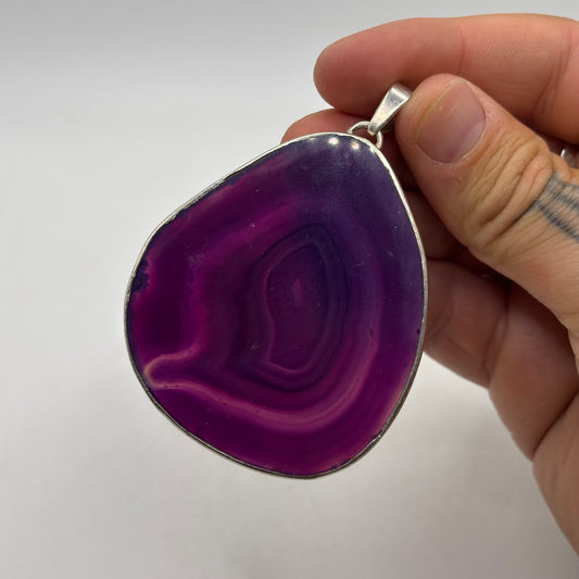 Silver Large Agate Pendant