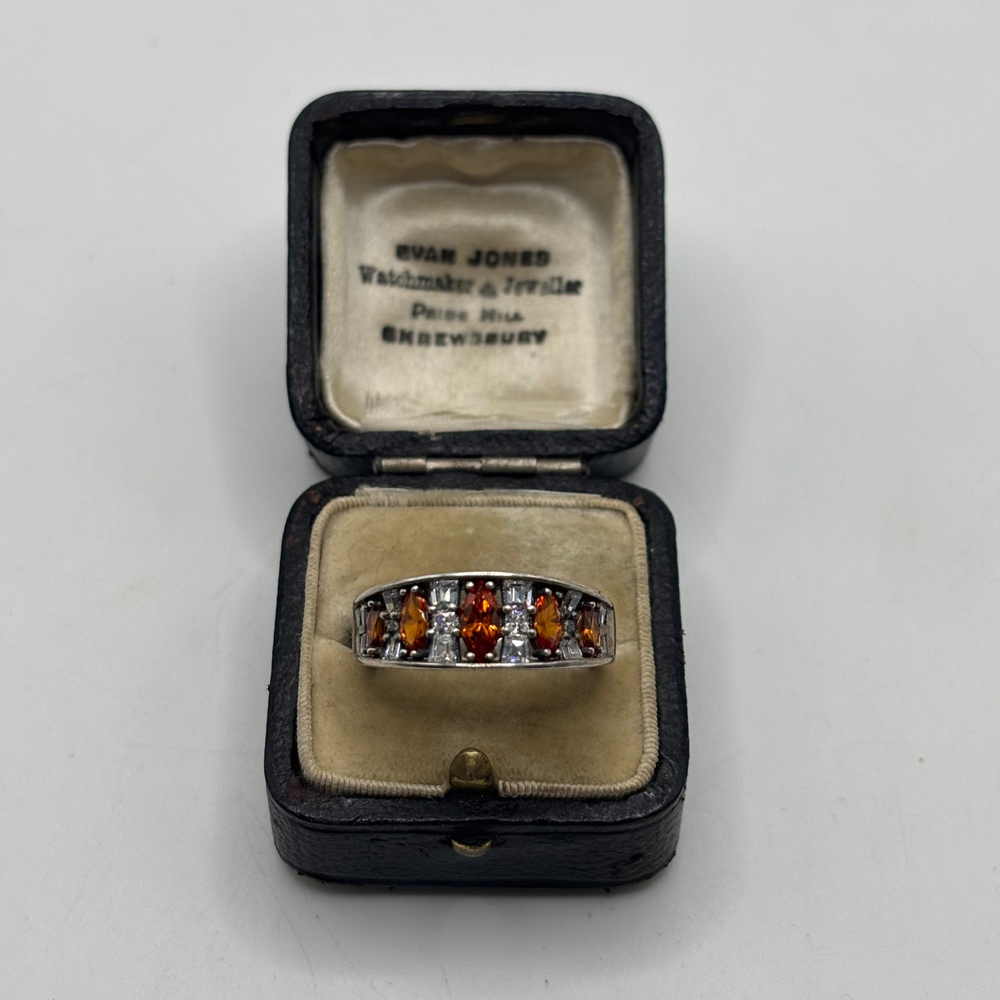 Silver Orange CZ Ring