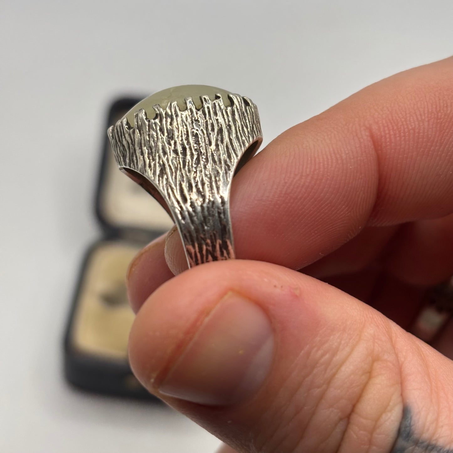 Silver 70s Jade Ring (O 1/2)