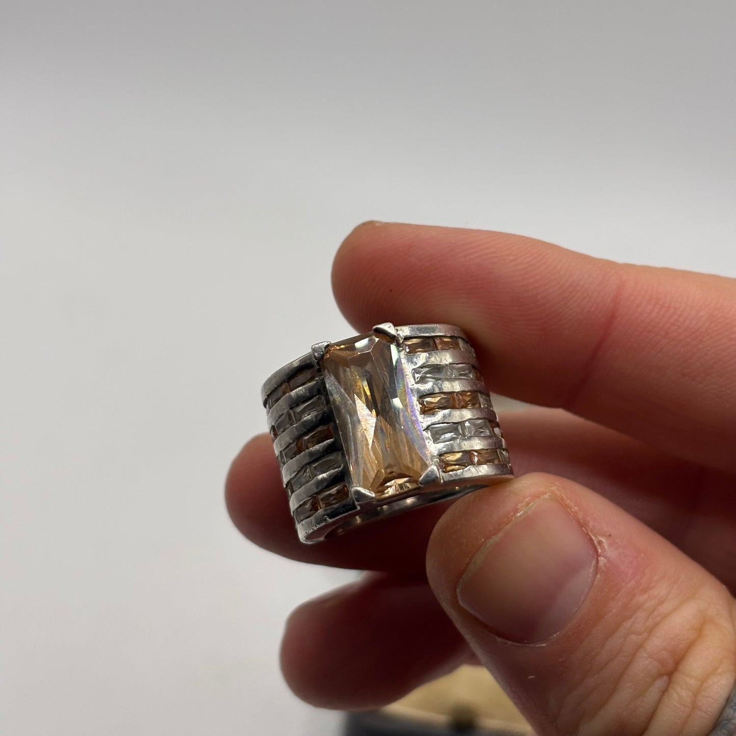 Silver Citrine Large Ring