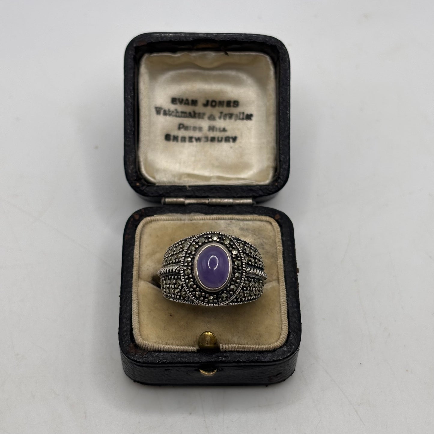 Silver Amethyst & Marcasite Ring (P)