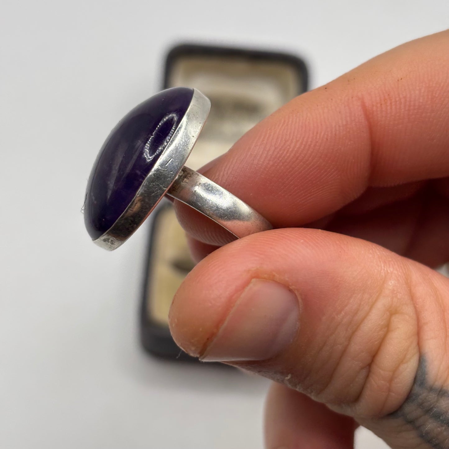 Silver Large Amethyst Ring