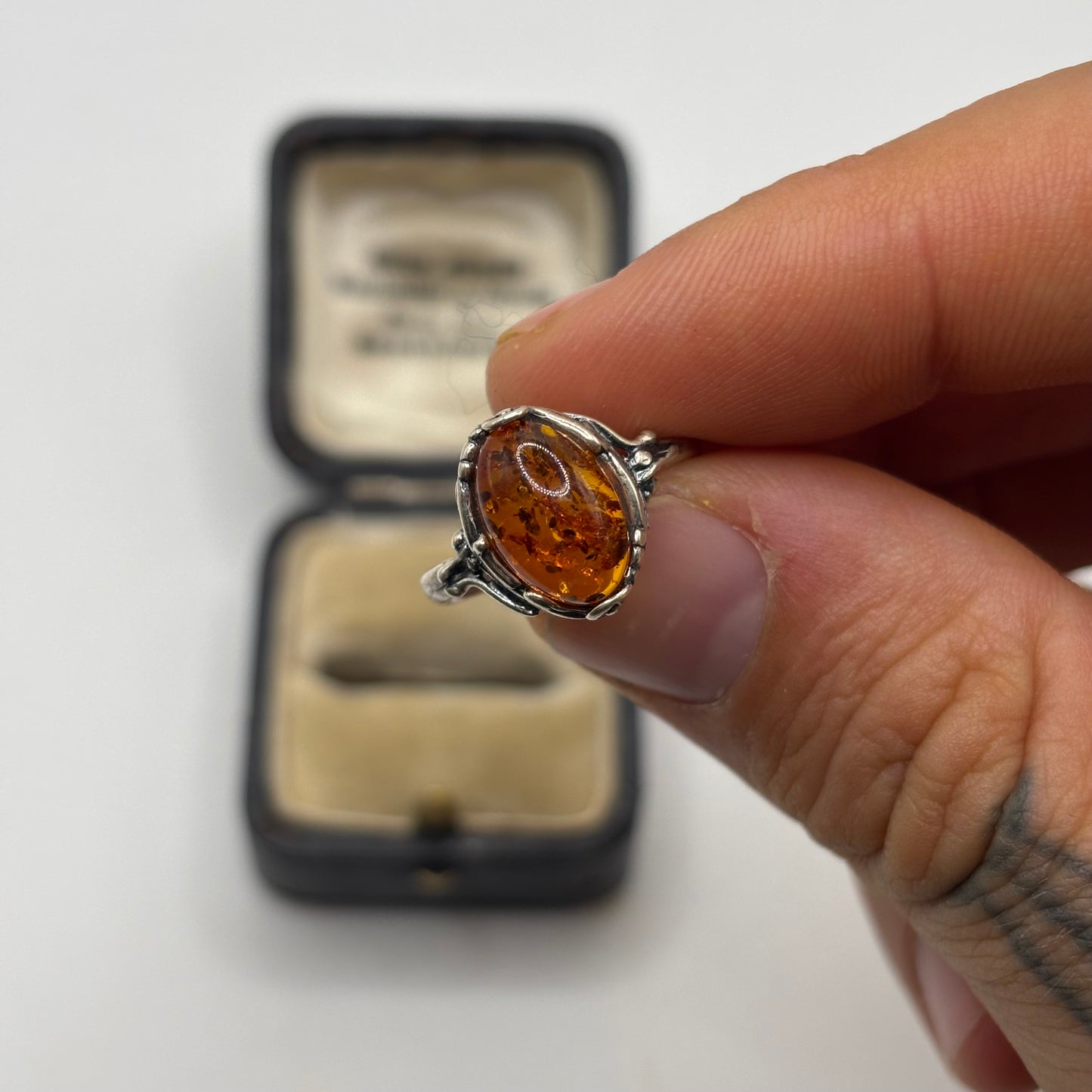 Silver Baltic Amber Ring