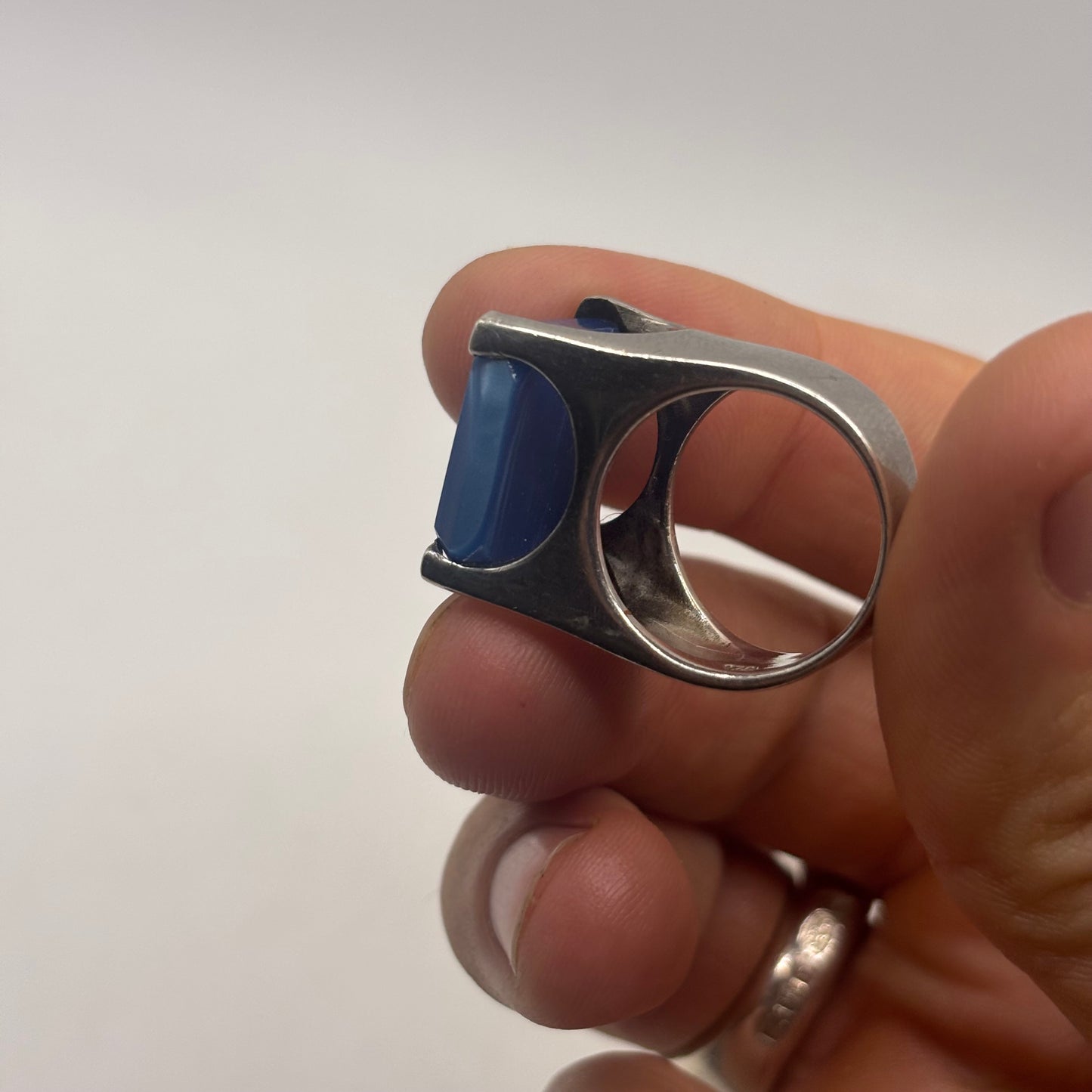 Silver Unusual Blue Stone Ring