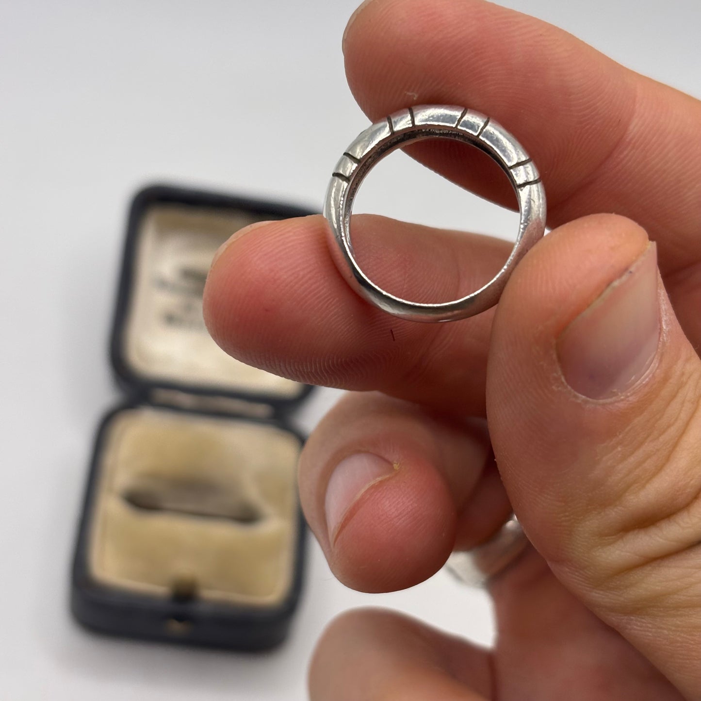 Silver 3 Stone CZ Band Ring