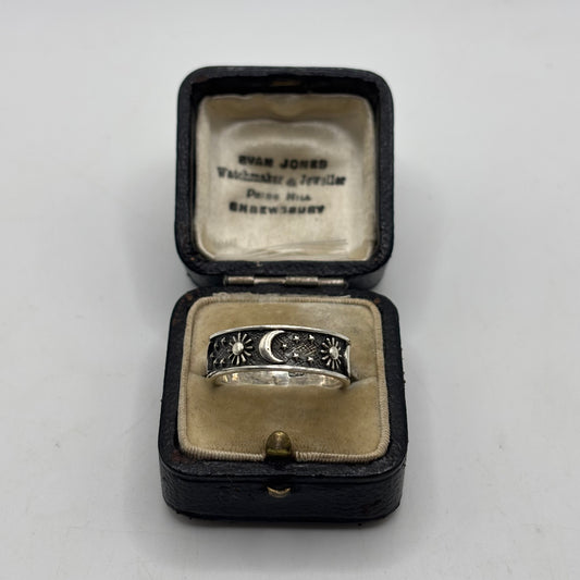 Silver Moon & Star Ring