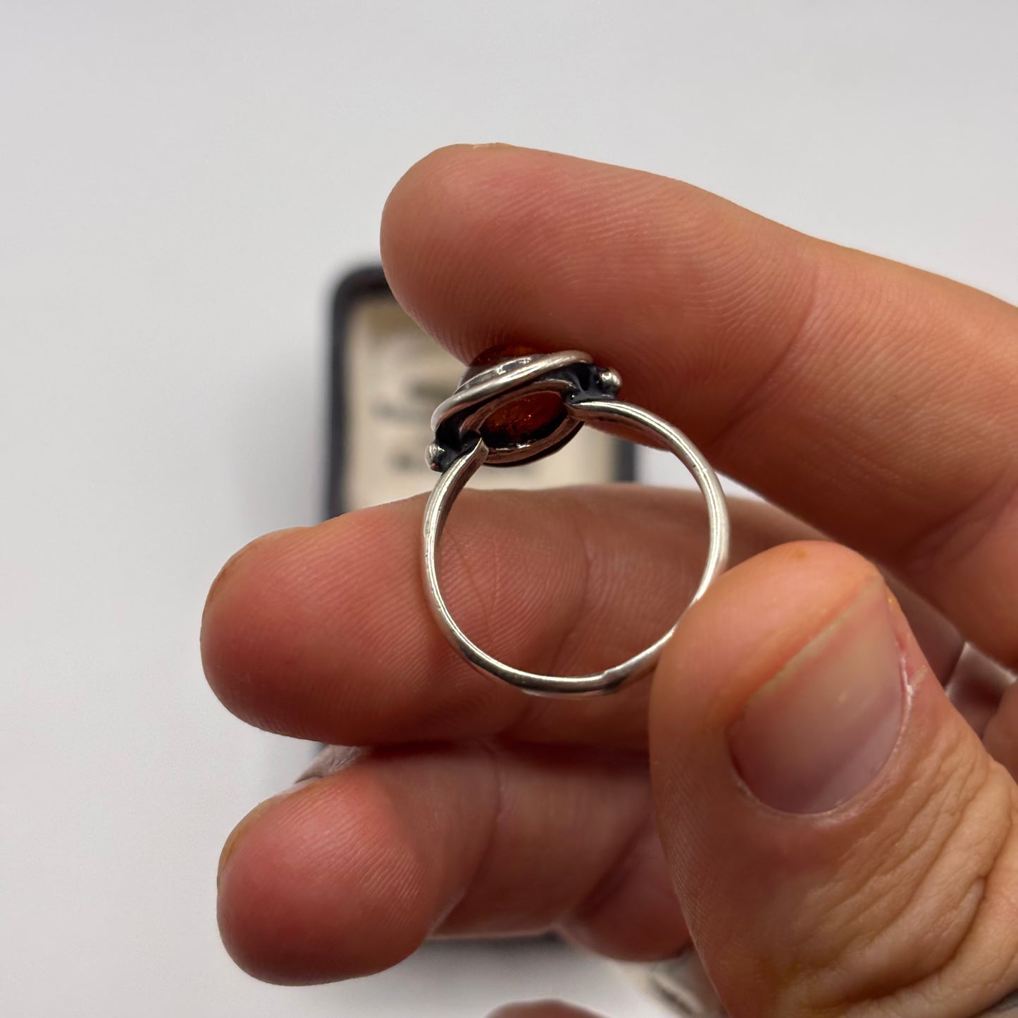 Silver Amber Ring