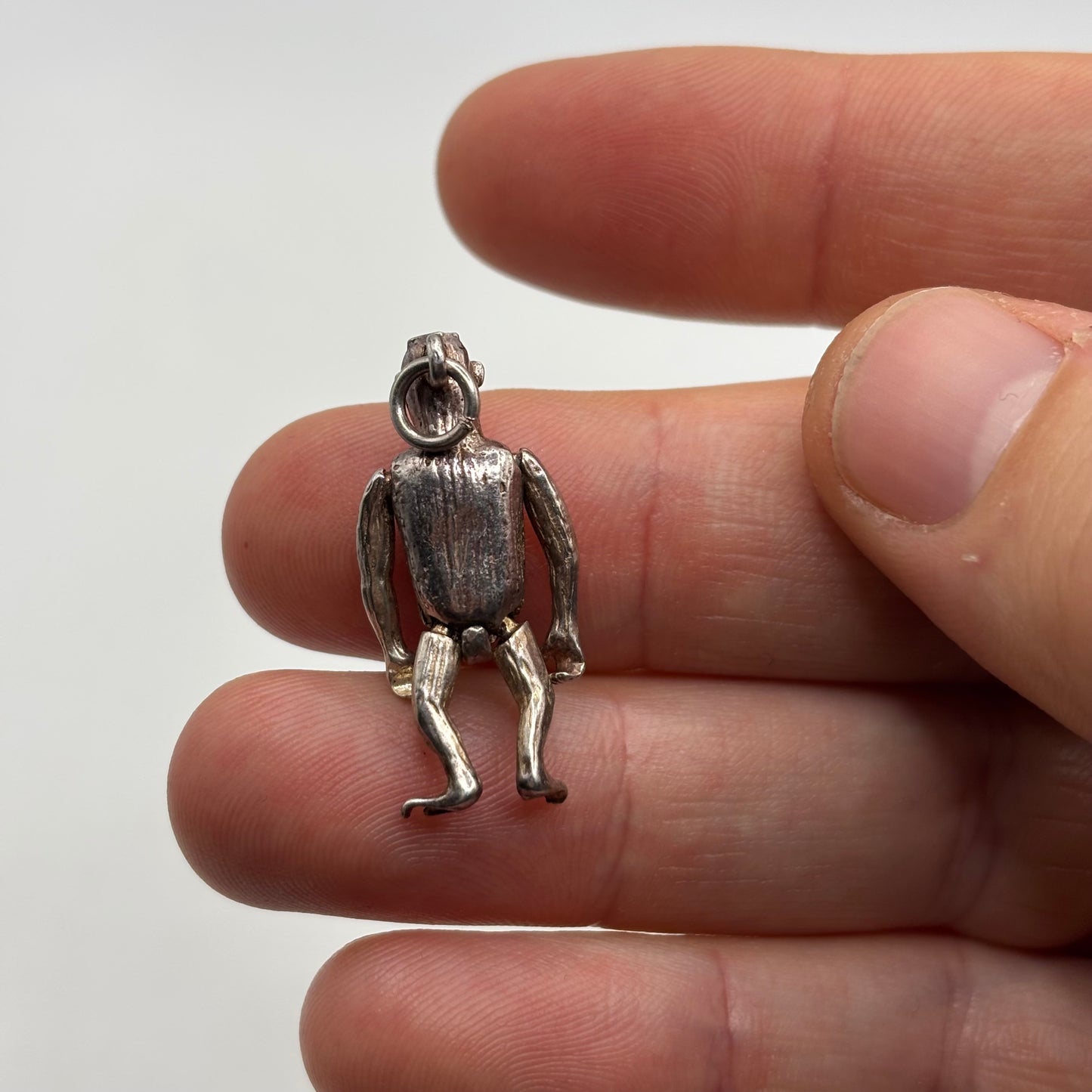 Silver Anatomical Monkey Pendant
