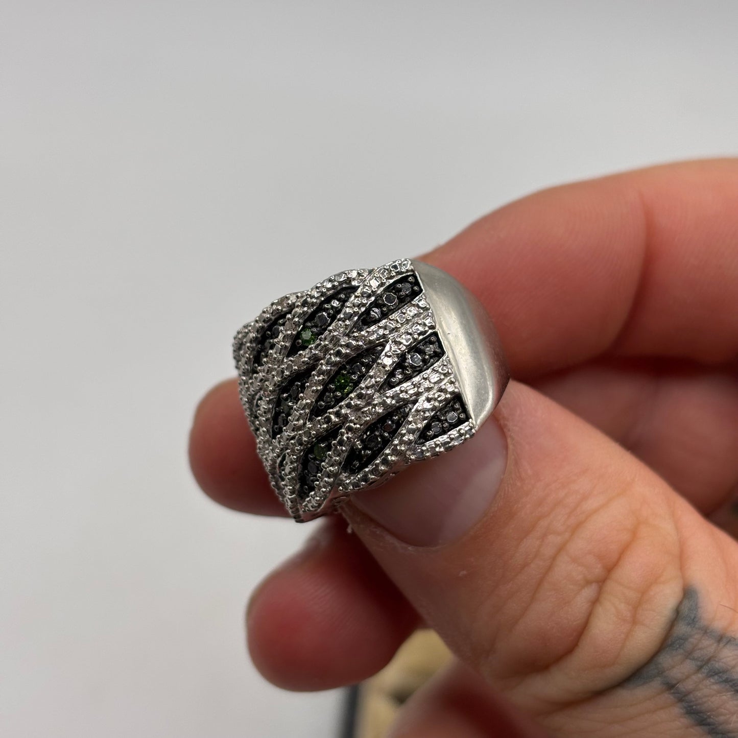 Silver Black & White CZ Ring