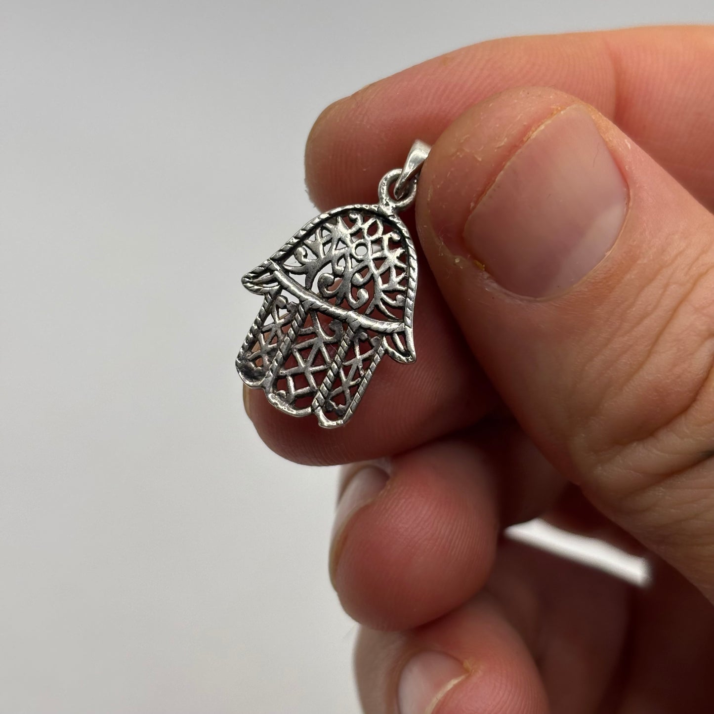 Silver Hamsa Hand Pendant