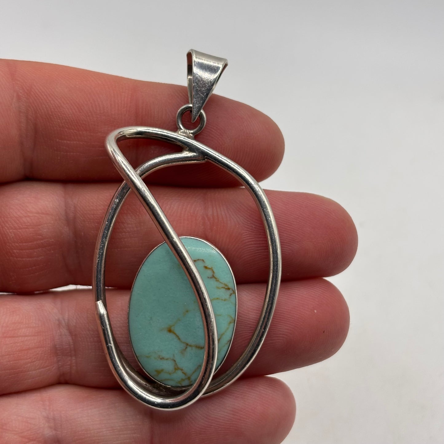 Silver Abstract Turquoise Pendant