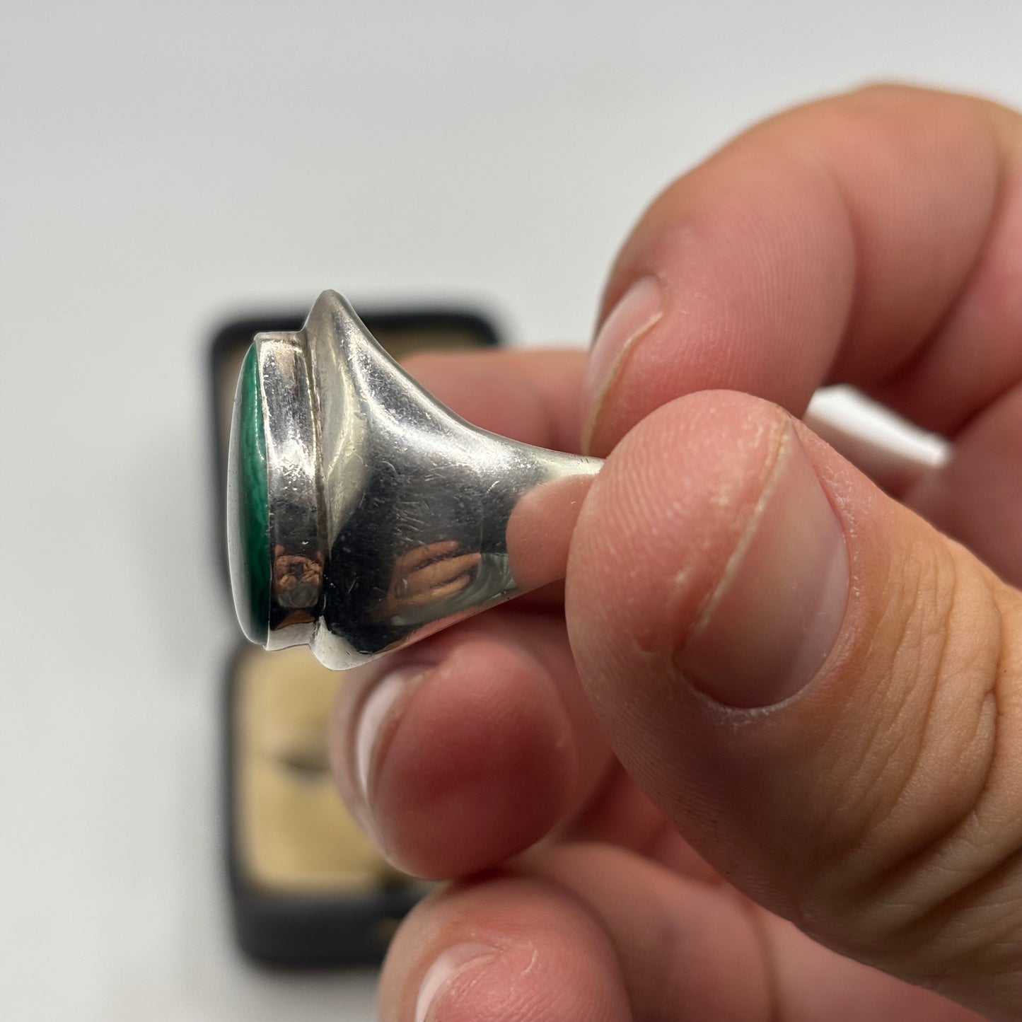 Silver Heavy Malachite Ring (M)