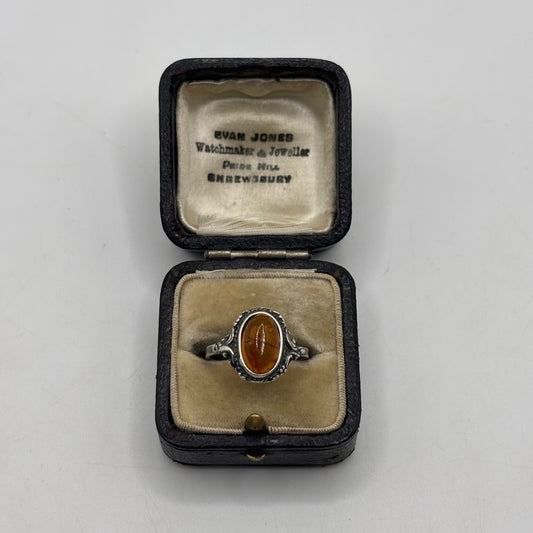 Silver Amber Ring