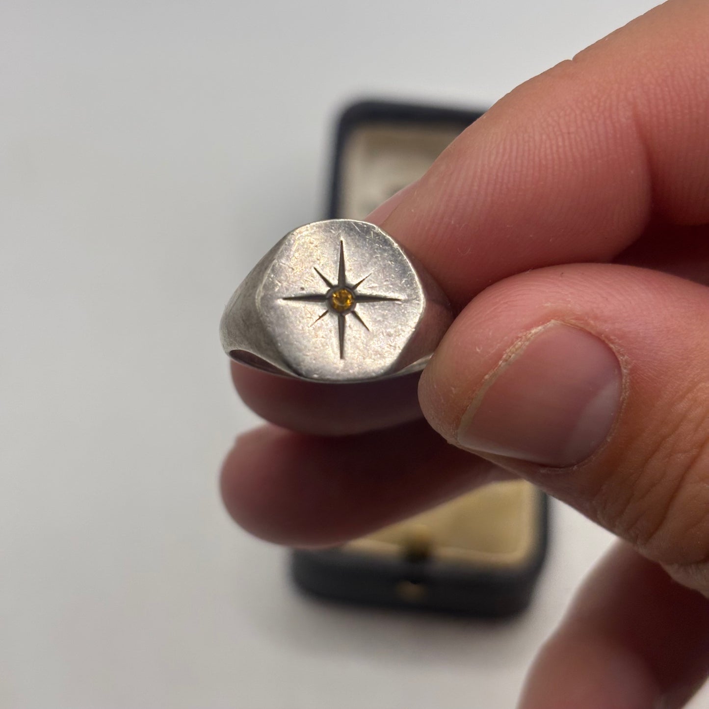 Silver Citrine Signet Ring (O)