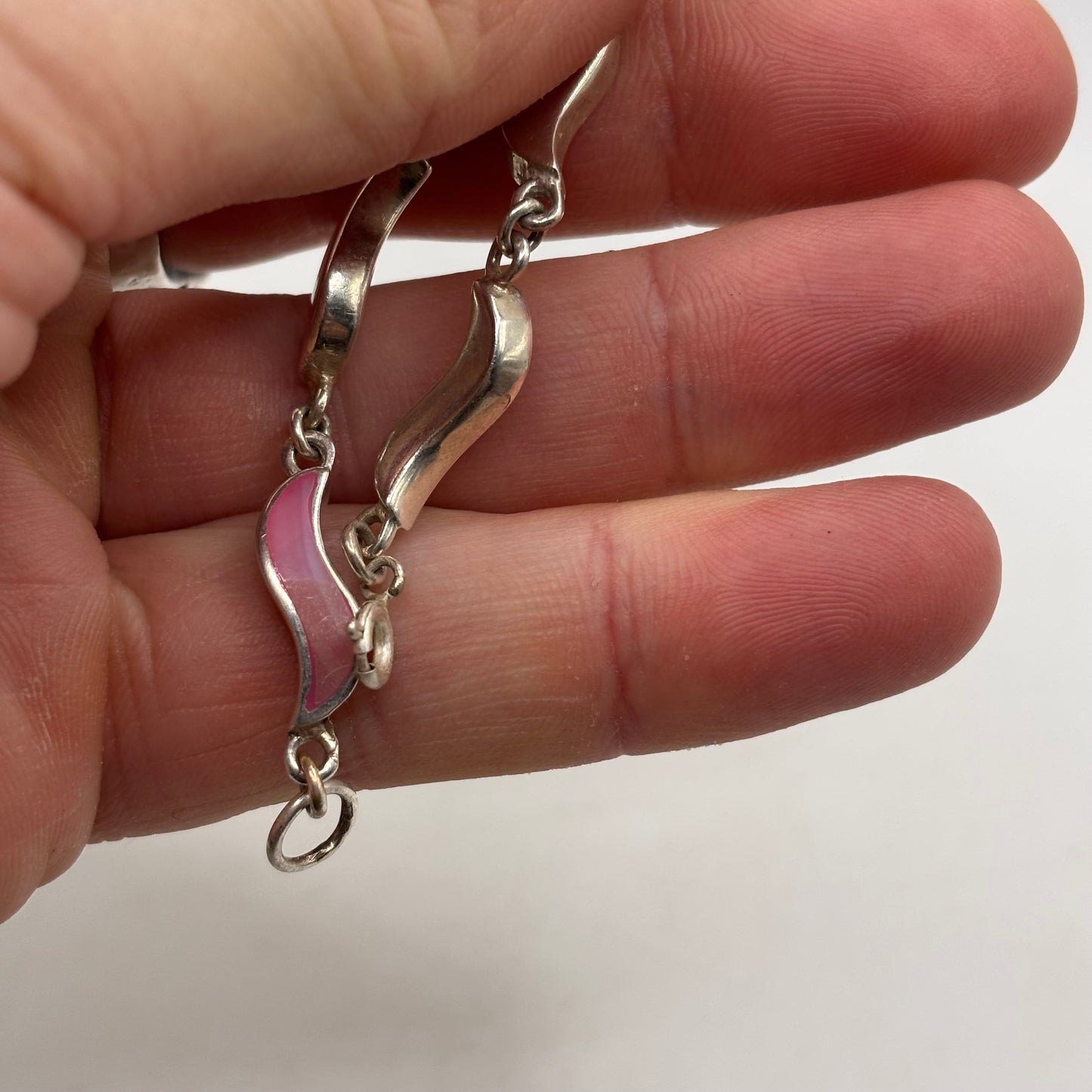 Silver 7” Pink Pearl Bracelet