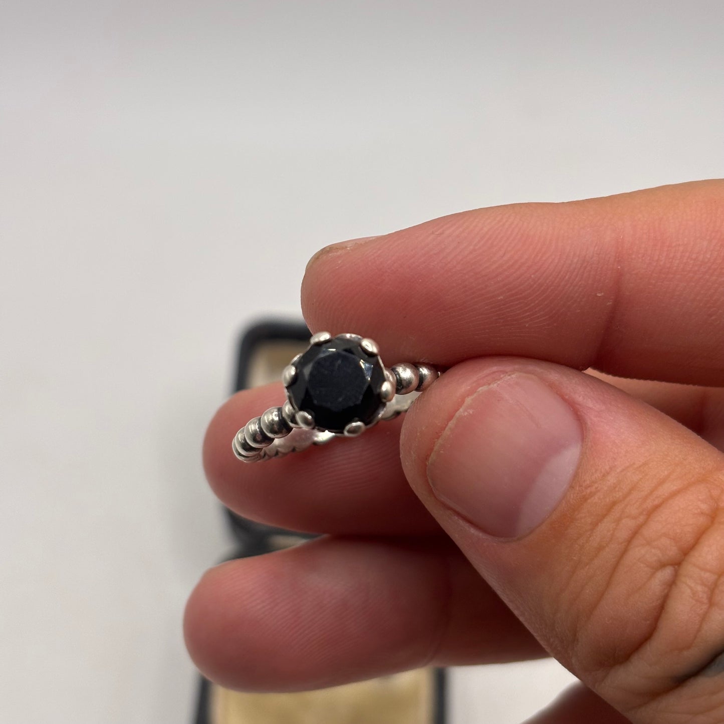 Silver Pandora Onyx Bubble Ring (N)