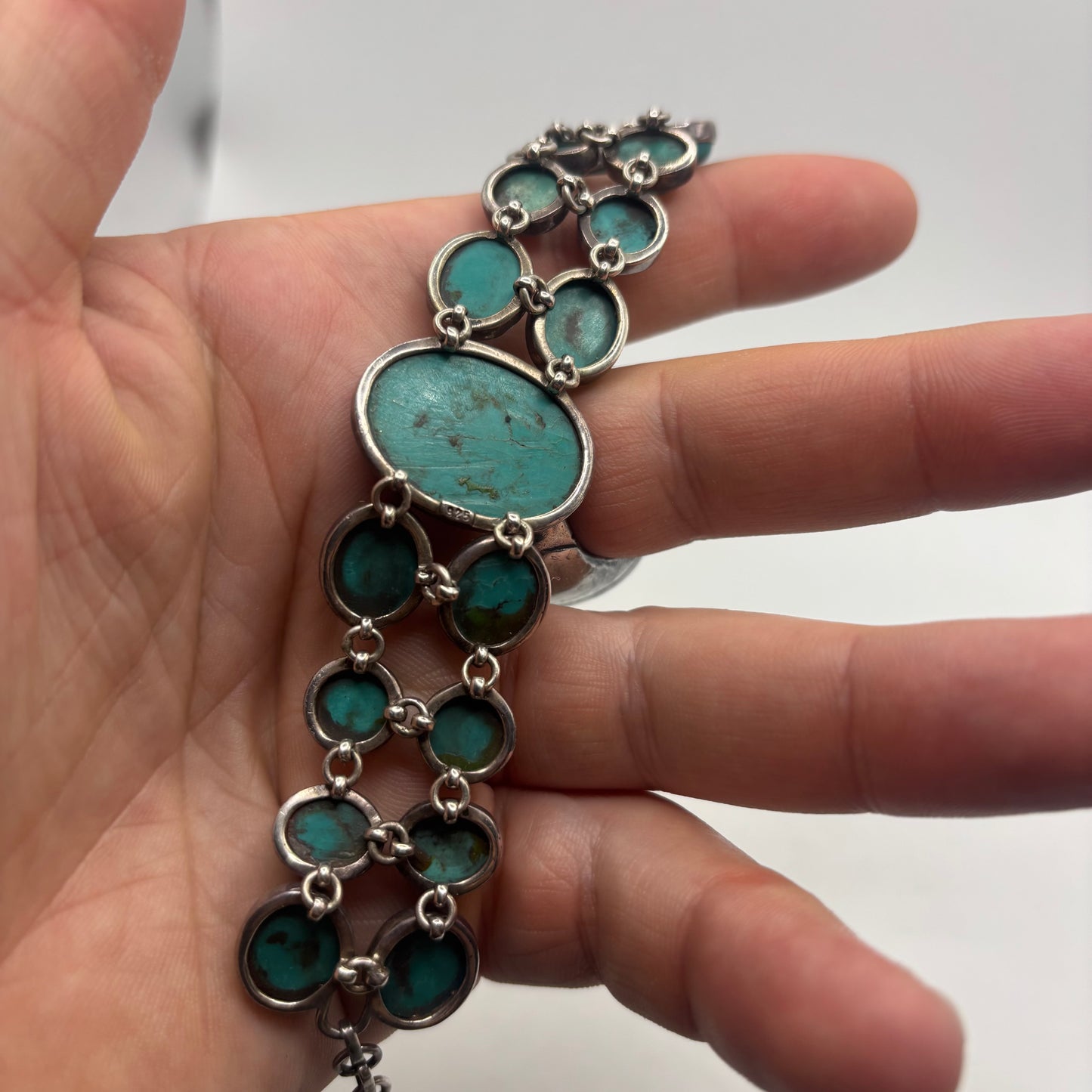 Silver 7”-8.5” Turquoise Bracelet
