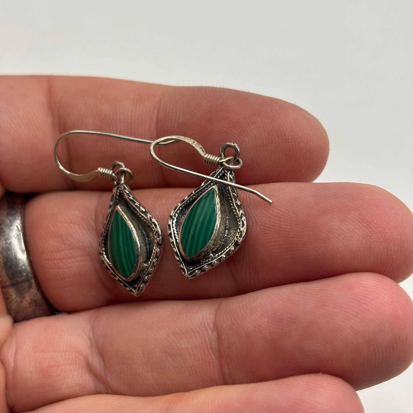 Silver Malachite Earrings