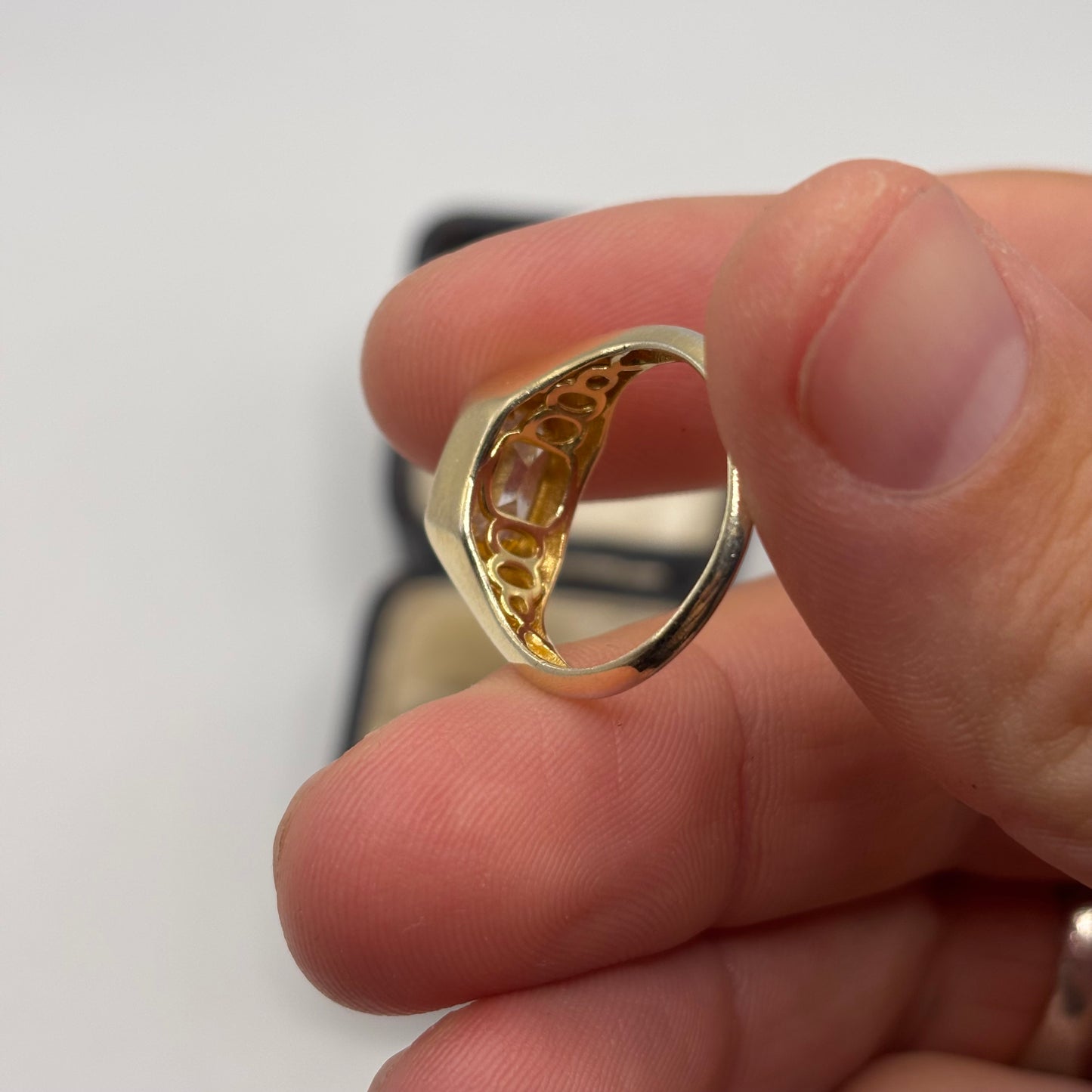 Silver Gold On Silver CZ Signet Ring (P)