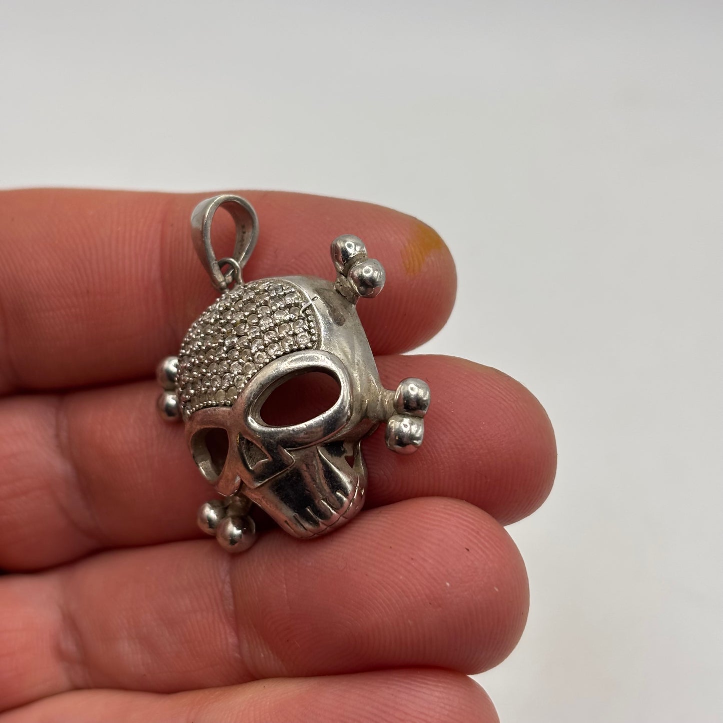 Silver CZ Skull Pendant