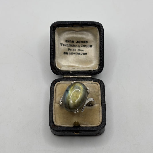 Silver Big Labradorite Ring